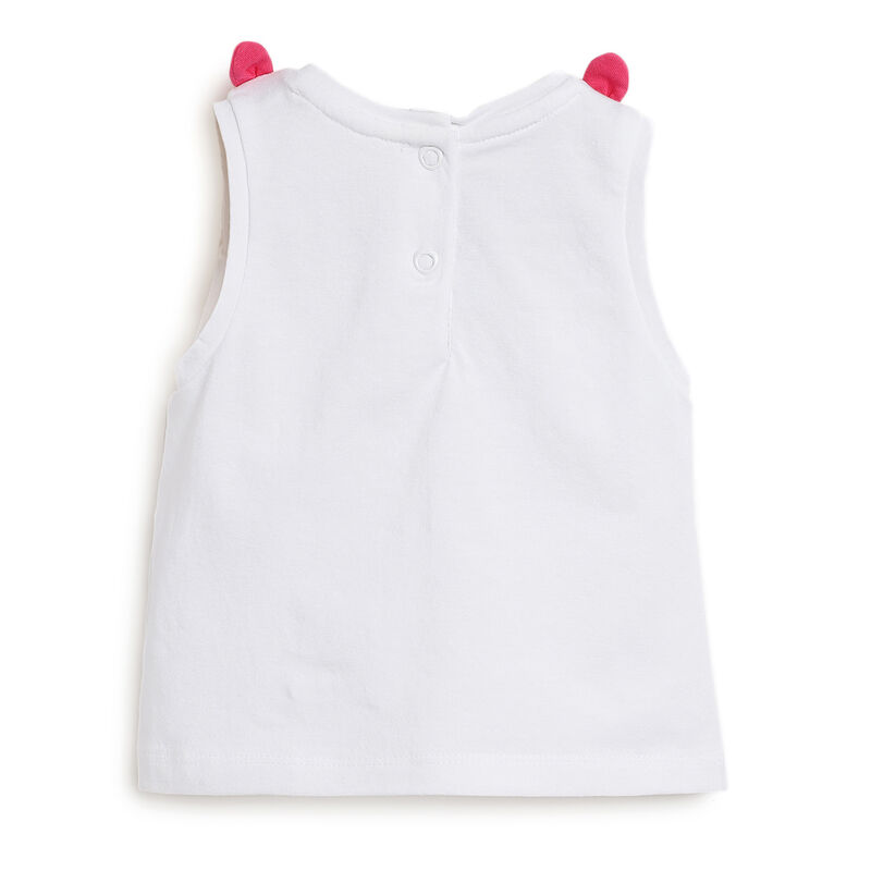 Girls White Printed Sleeveless T-Shirt image number 1